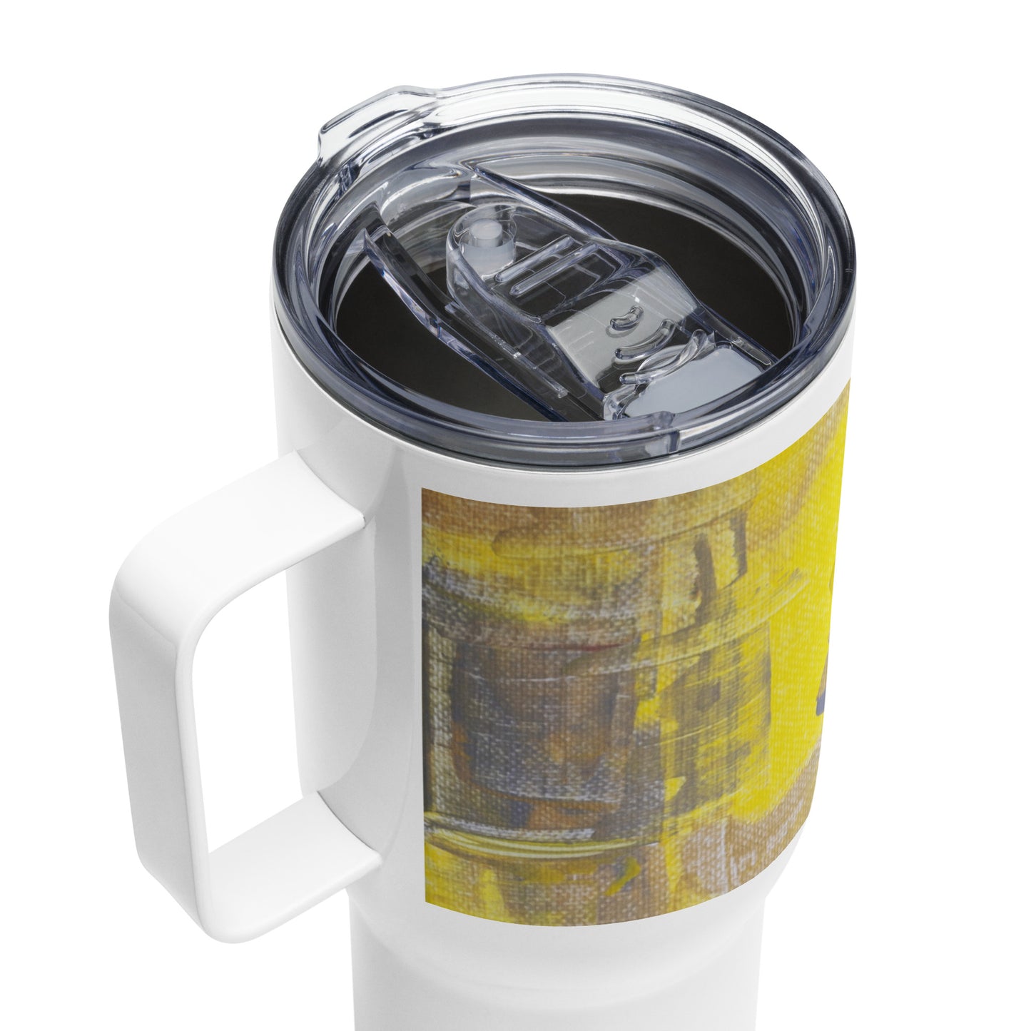 Travel mug with a handle