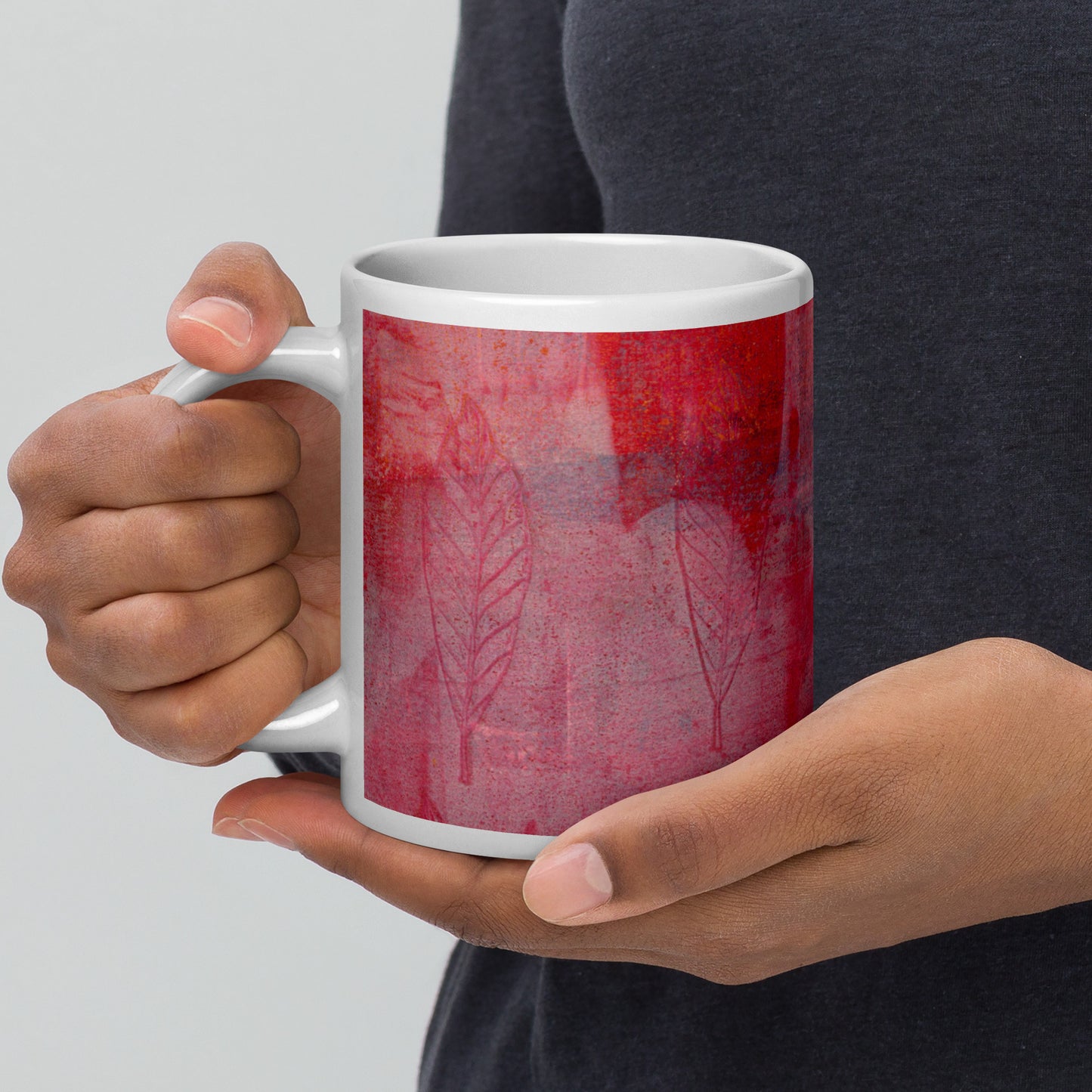 Pink Leaves Mug